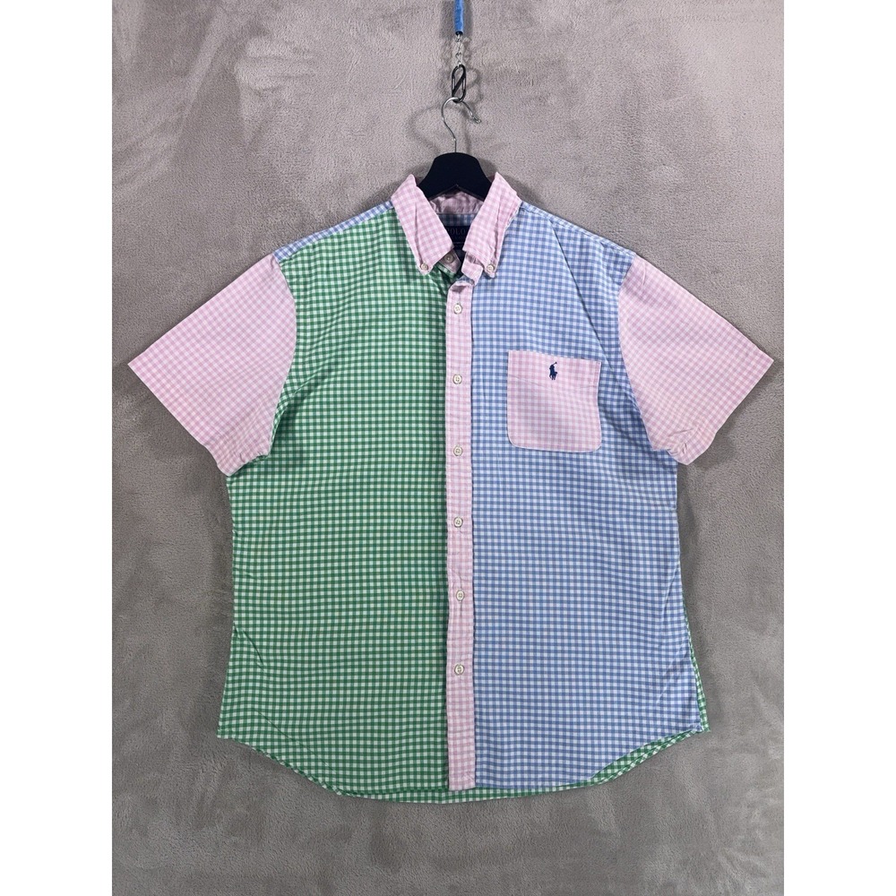 Polo Ralph Lauren Button Down Shirt Mens Large Multicolor Patchwork Gingham